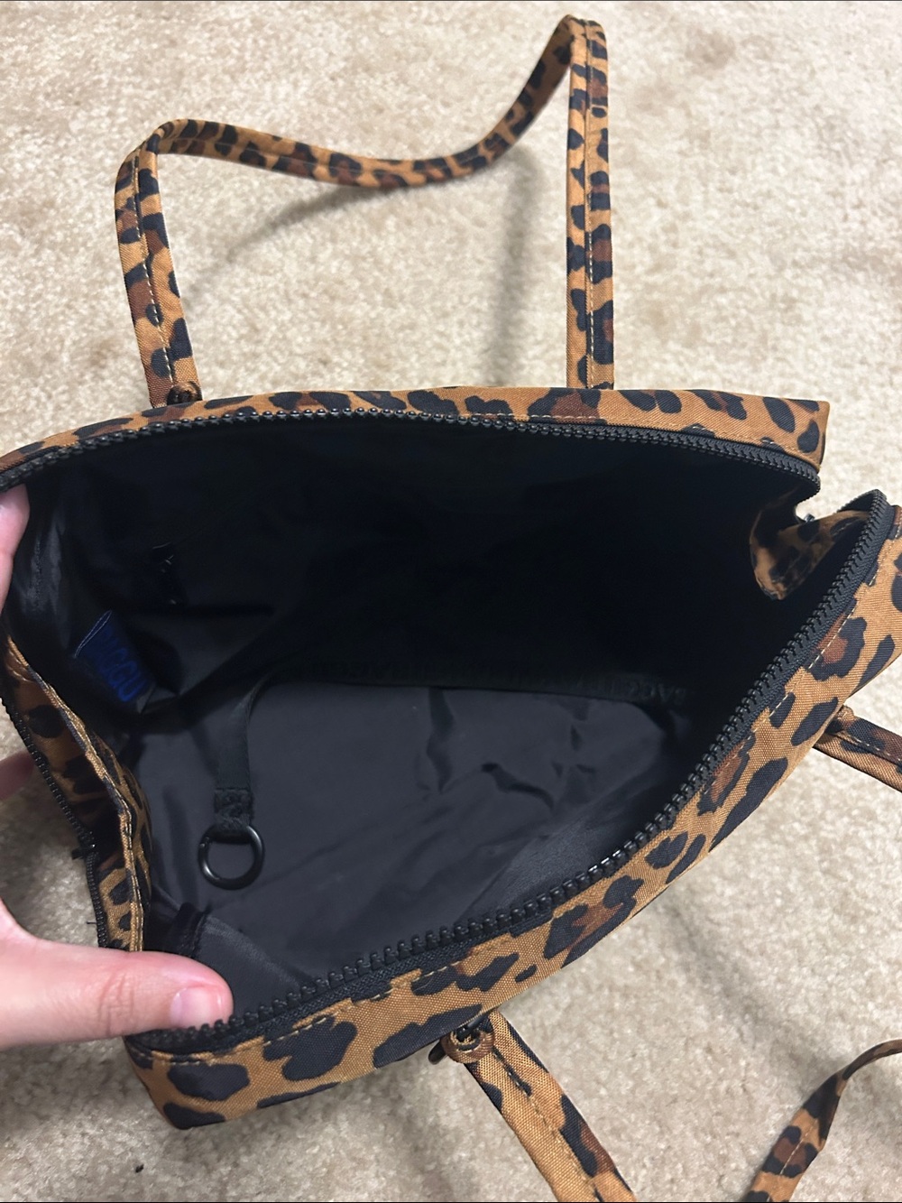 BAGGU Leopard Print Shoulder Bag - Brown and Black - Picture 2 of 3